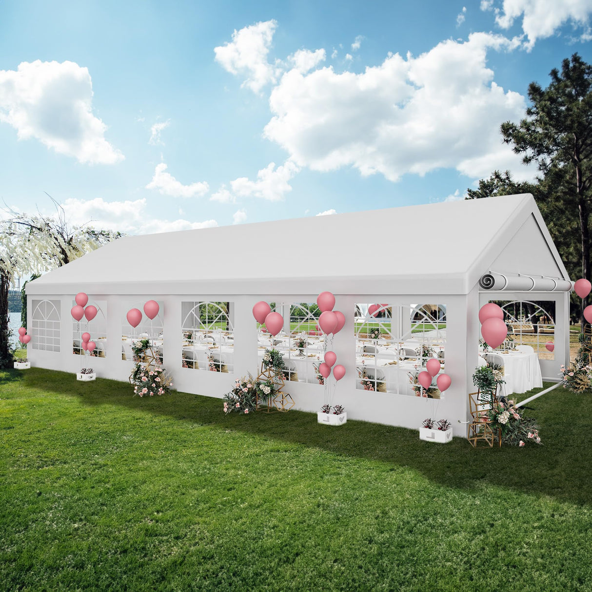 YITAHOME 20x40ft Heavy Duty Party Tent White Outdoor Wedding Event Shelters Heavy Duty Upgraded Galvanized Canopy with White Roof, Removable Sidewalls & 4 Storage Bags YITAHOME