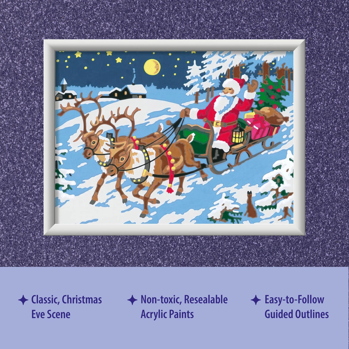 Ravensburger - CreArt - Night Before Christmas - Paint by Number Kit - Exciting Scene with Santa in his Sleigh and Reindeer - Premium Paints for That Magical Quality - Ages 7+ Ravensburger