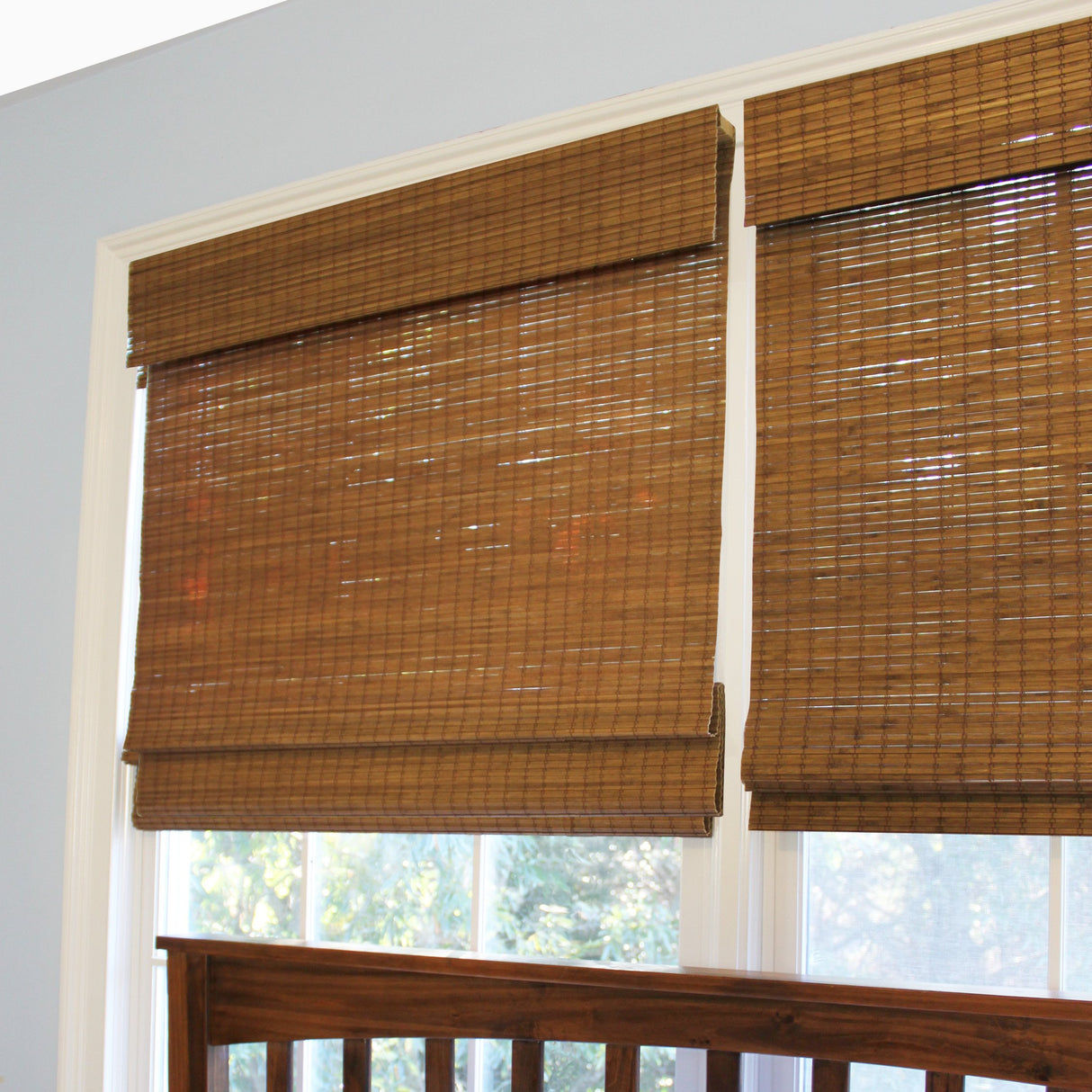 Radiance, Cordless Window Shades for a Standard Size Window Width, Maple, Cape Cod Flatweave Bamboo Roman Shade with Valance, 48 Inch Width x 64 Inch Length Radiance