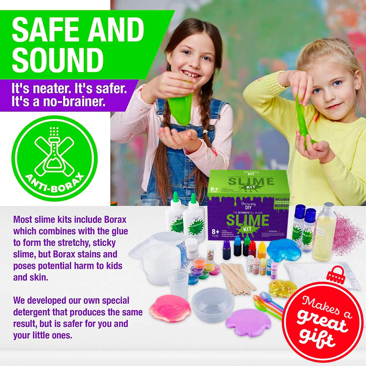Discovering DIY Slime Kit for Girls and Boys - 52-Piece Slime Making Kit for Kids w/Craft Supplies - Makes Unicorn, Cloud, Butter, Galaxy, Mermaid and Slime for Kids Discovering DIY