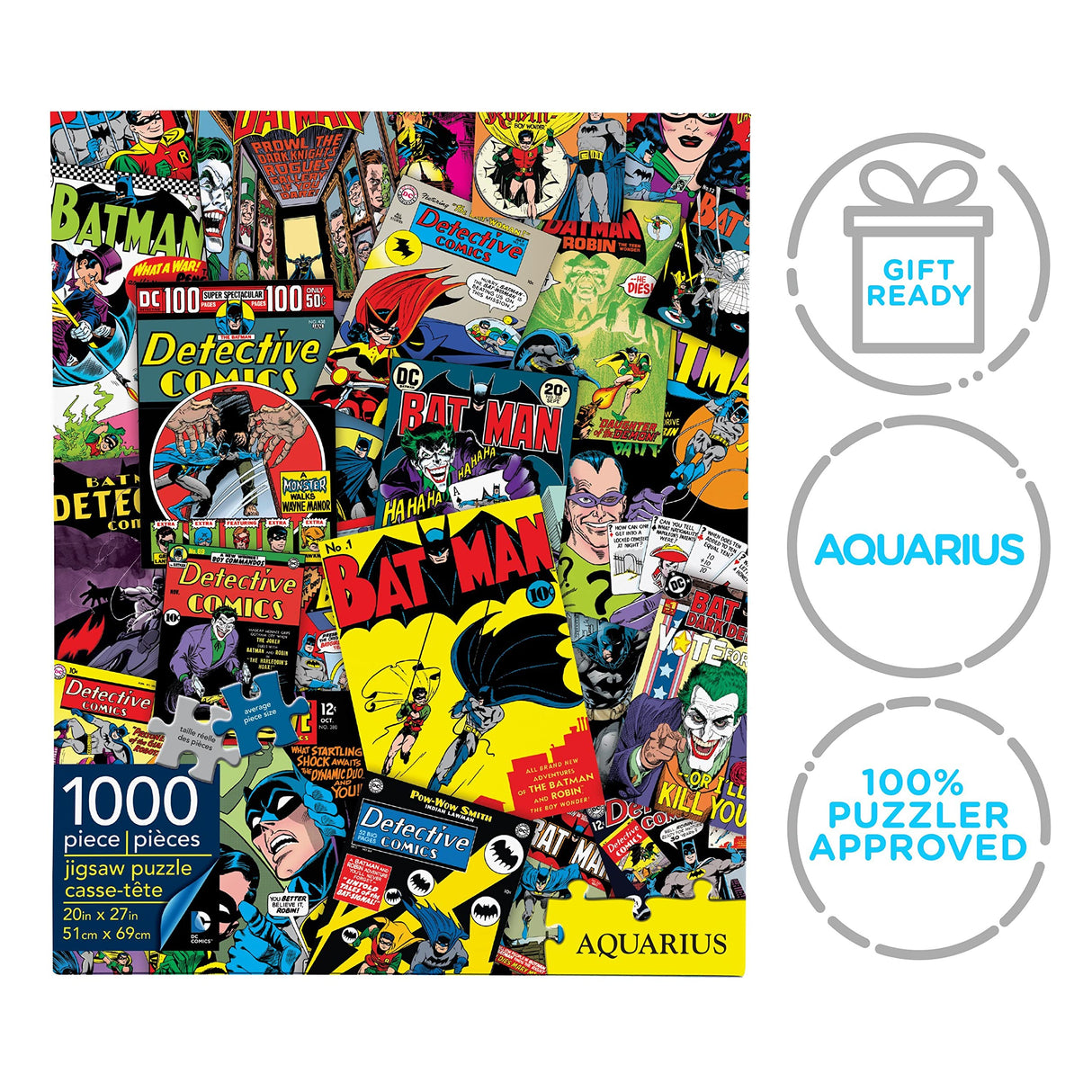 AQUARIUS DC Comics Puzzle Batman Collage (1000 Piece Jigsaw Puzzle) - Officially Licensed DC Comics Merchandise & Collectibles - Glare Free - Precision Fit - 20 x 27 Inches AQUARIUS