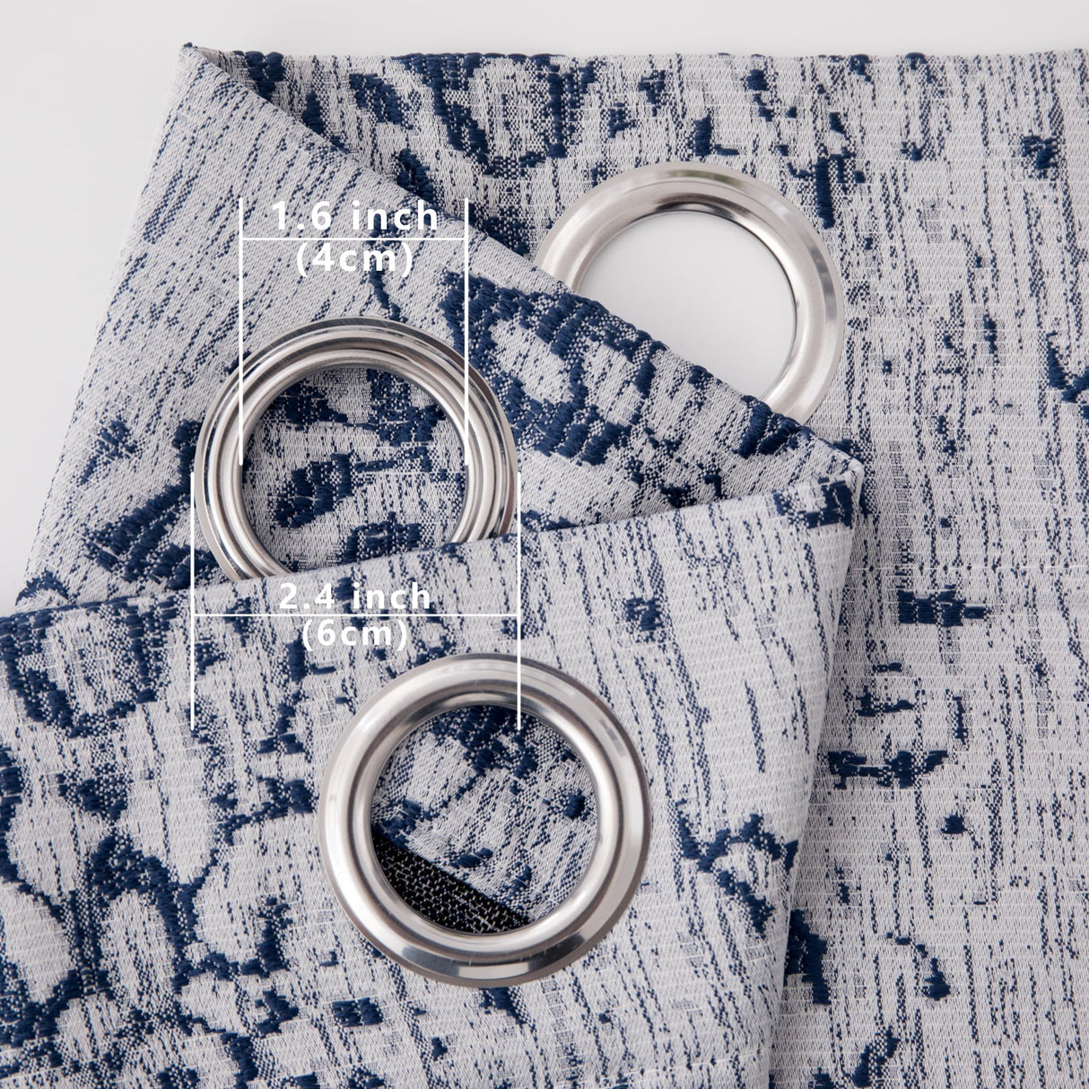 KOUFALL Navy Blue Blackout Curtains 108 Inches Long for Living Room 2 Panels Set,Grommet Damask Printed Patterned Extra Long Curtains for Bedroom,9 FT Length,Indigo KOUFALL