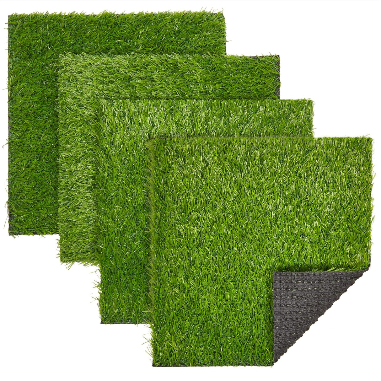 Juvale 4-Pack Non-Slip Artificial Grass Tiles for Indoor & Outdoor Use | 12x12-0.25 in Thick Mats | Easy to Clean & Durable, Soft Like Natural Lawn | Safe for Kids & Pets | Patio, Floor & Wall Decor Juvale