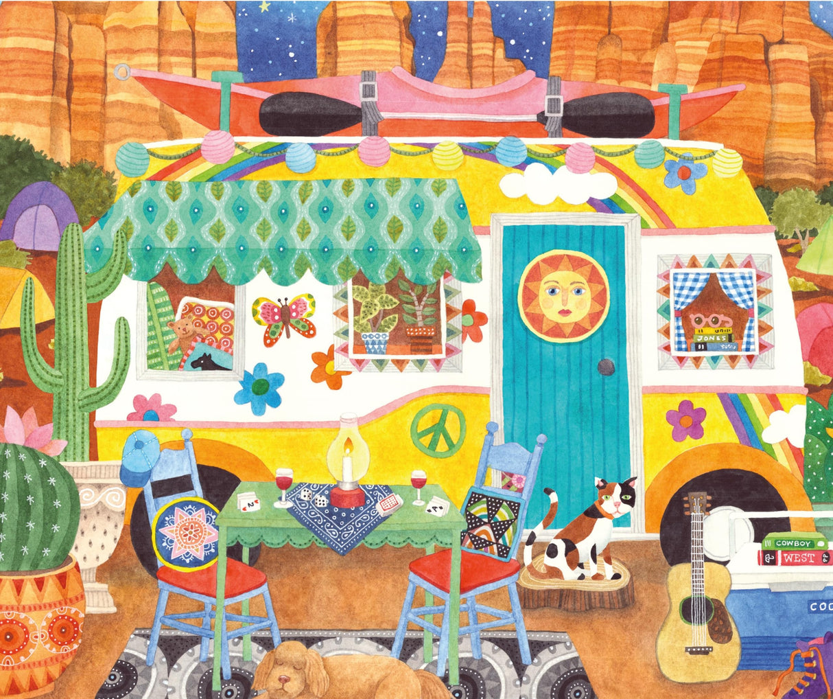 Ceaco - 5 in 1 Multipack - Happy Camper - (2) 300 Piece, (2) 500 Piece, (1) 750 Piece Jigsaw Puzzles Ceaco