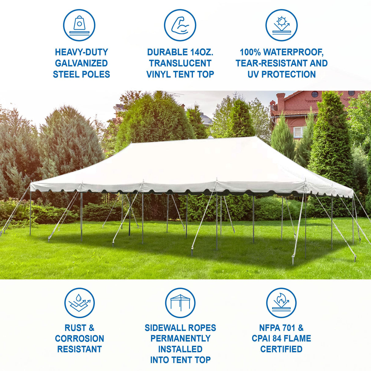 Party Tents Direct 20'x40' Canopy Tent, Weekender Canopy Pole Tent, Easy Up with Heavy Duty PVC White Top, 160 Person Capacity, Outdoor Canopies, Tents for Parties, Weddings & Events Party Tents Direct