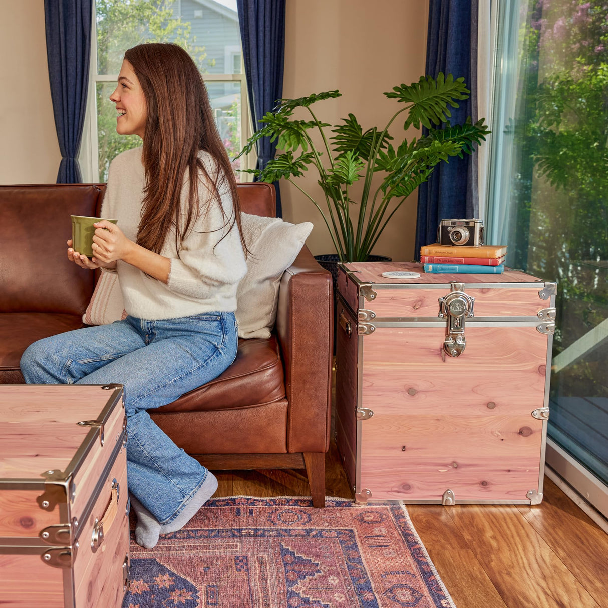 Rhino Trunk & Case Knotty Cedar Chest – Cube Storage Box, Coffee Table, End of Bed Trunk or Entryway Storage Bench – 18"x18"x20" USA-Made, Furniture Grade, Heirloom Aesthetic – Strong and Secure Rhino Trunk & Case
