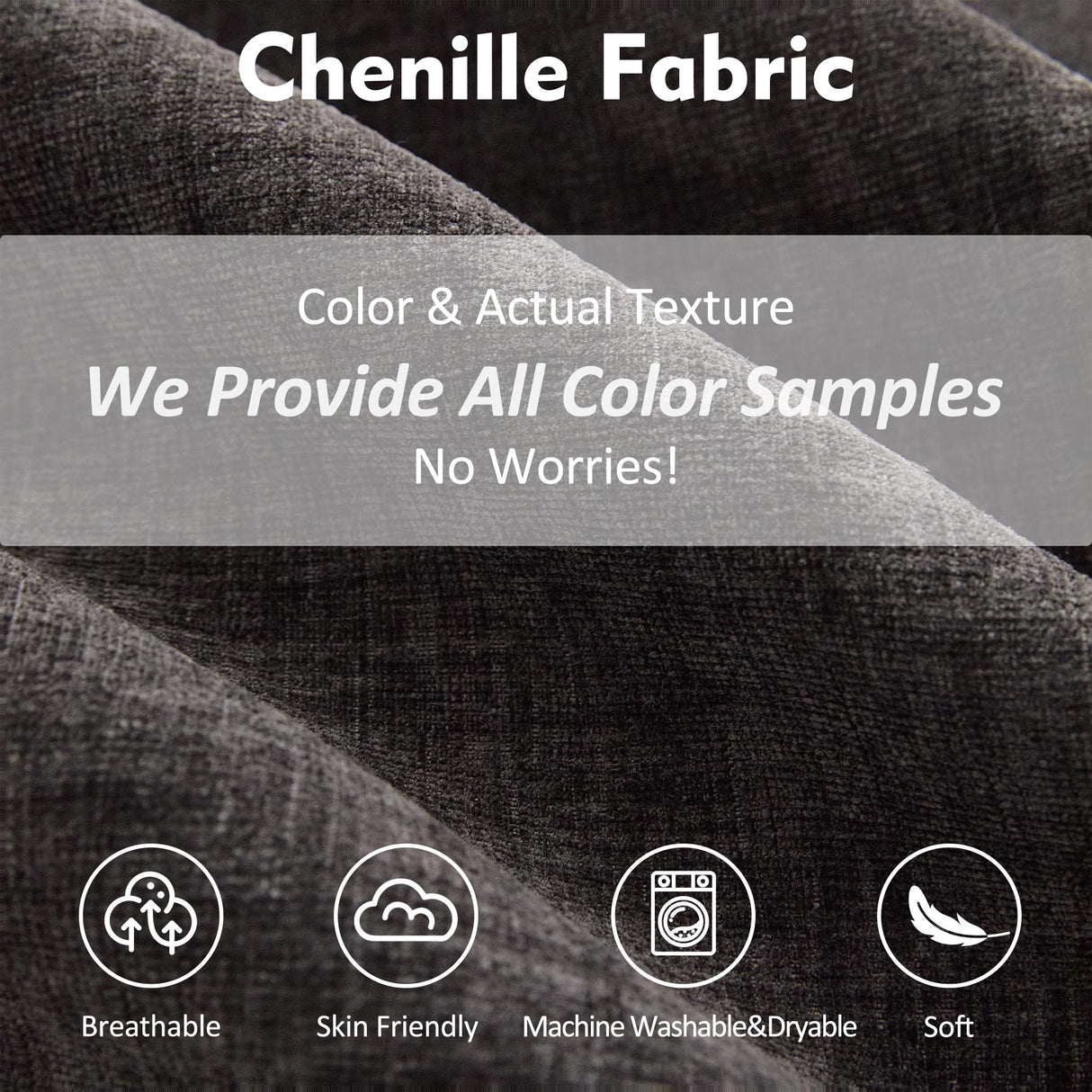 GOSUHI 108" U Shaped Couch, Modular Sectional Sofa, 3-Seater Comfy Cloud Couch with Movable Ottoman, Deep Seat Couches for Living Room, Chenille, Black GOSUHI