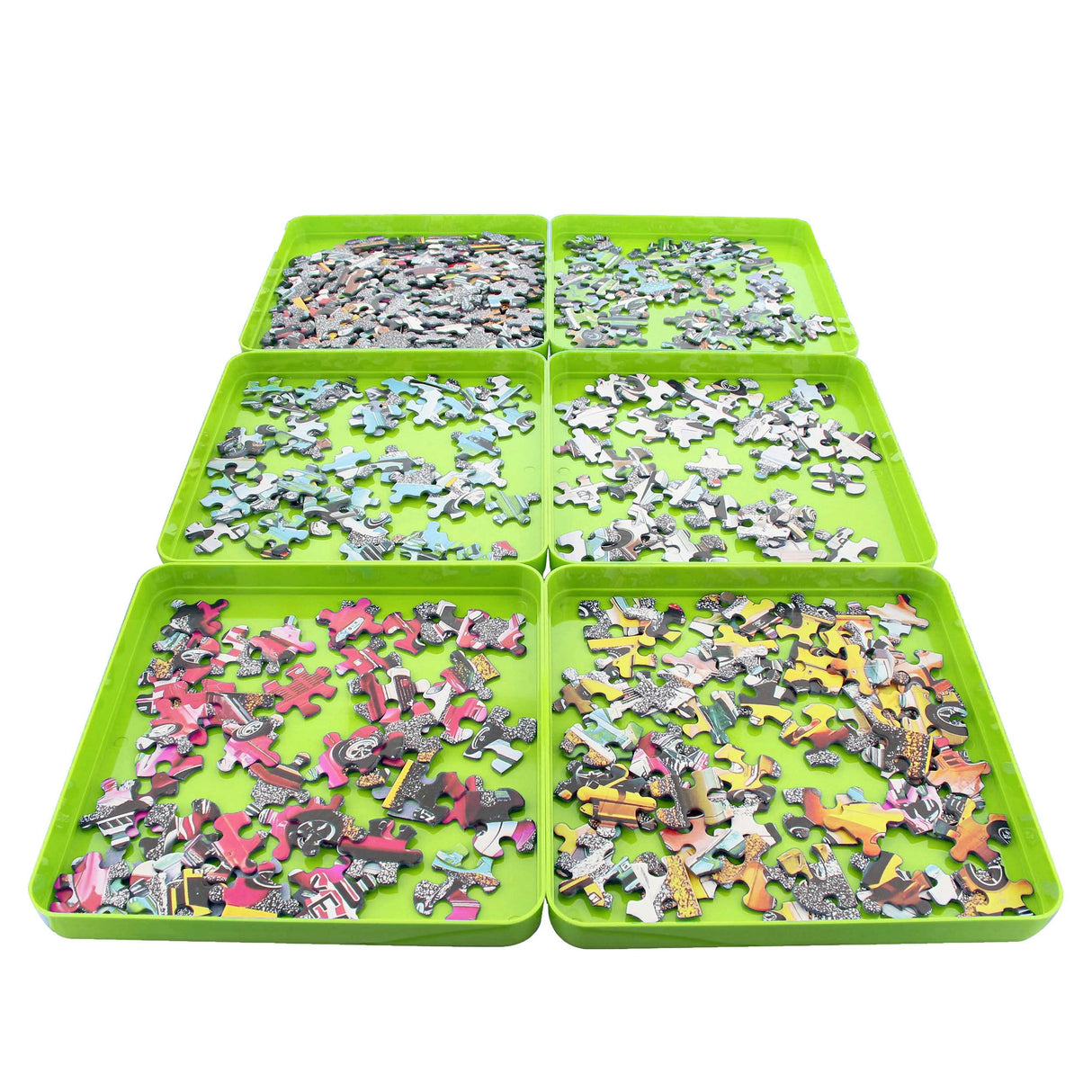 Jigitz 6 Pack Green ABS Plastic Jigsaw Puzzle Organizer Trays for Large Puzzles Up to 1000 Pieces Jigitz