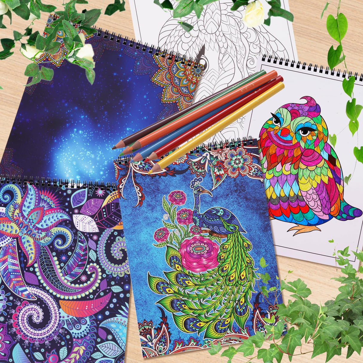 Bondream 3 Pack Adult Coloring Books,Flower,Mandalas &Animal Patterns and Designs for Adults Relaxation,Coloring Books for Women to Relax, Anxiety and Depression Bondream
