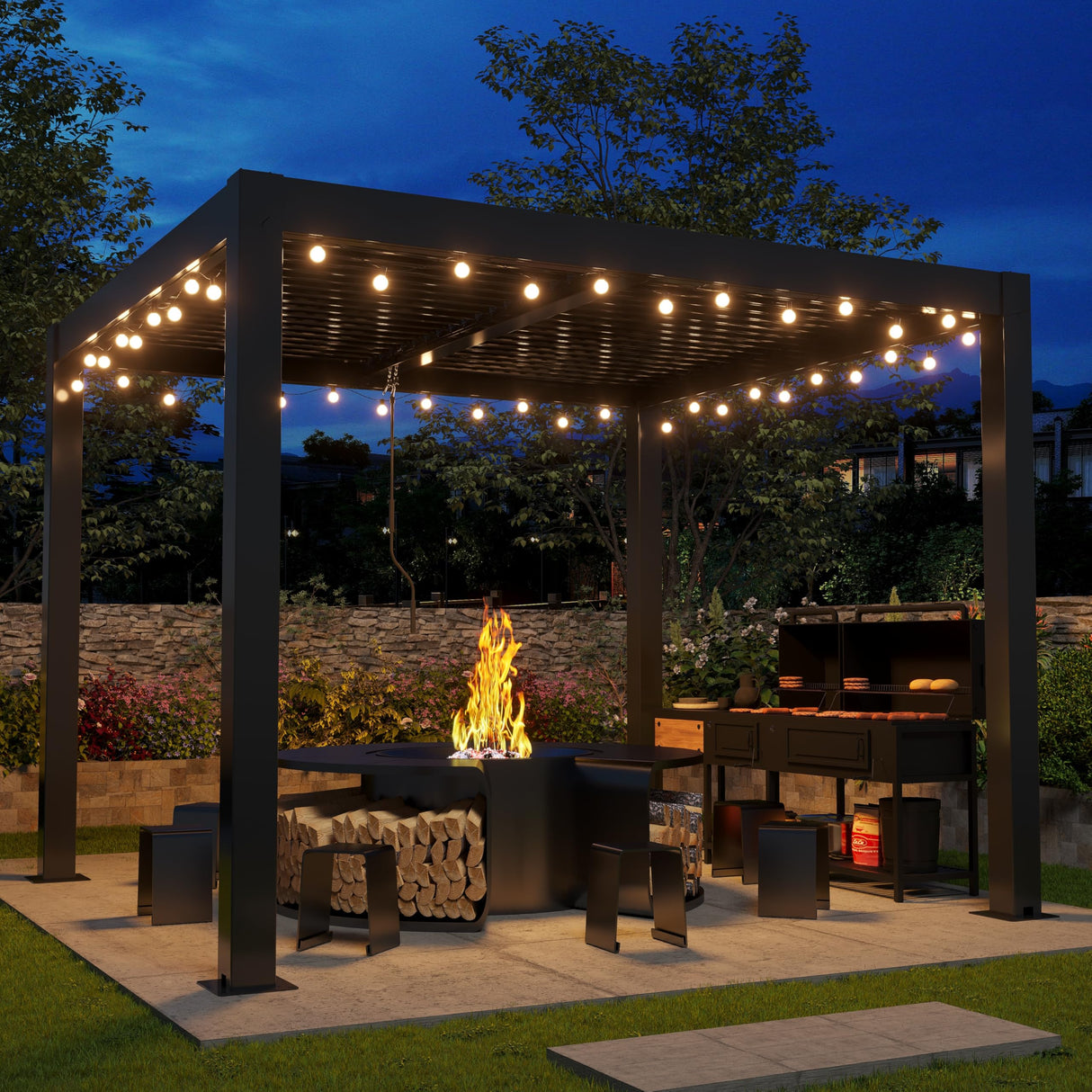 LVUYOYO Outdoor Louvered Pergola 10' x 13', Aluminum Patio Pergola with Adjustable Roof, Sun Shade Shelter Metal Gazebo for Backyard, Garden, Deck(Black) LVUYOYO