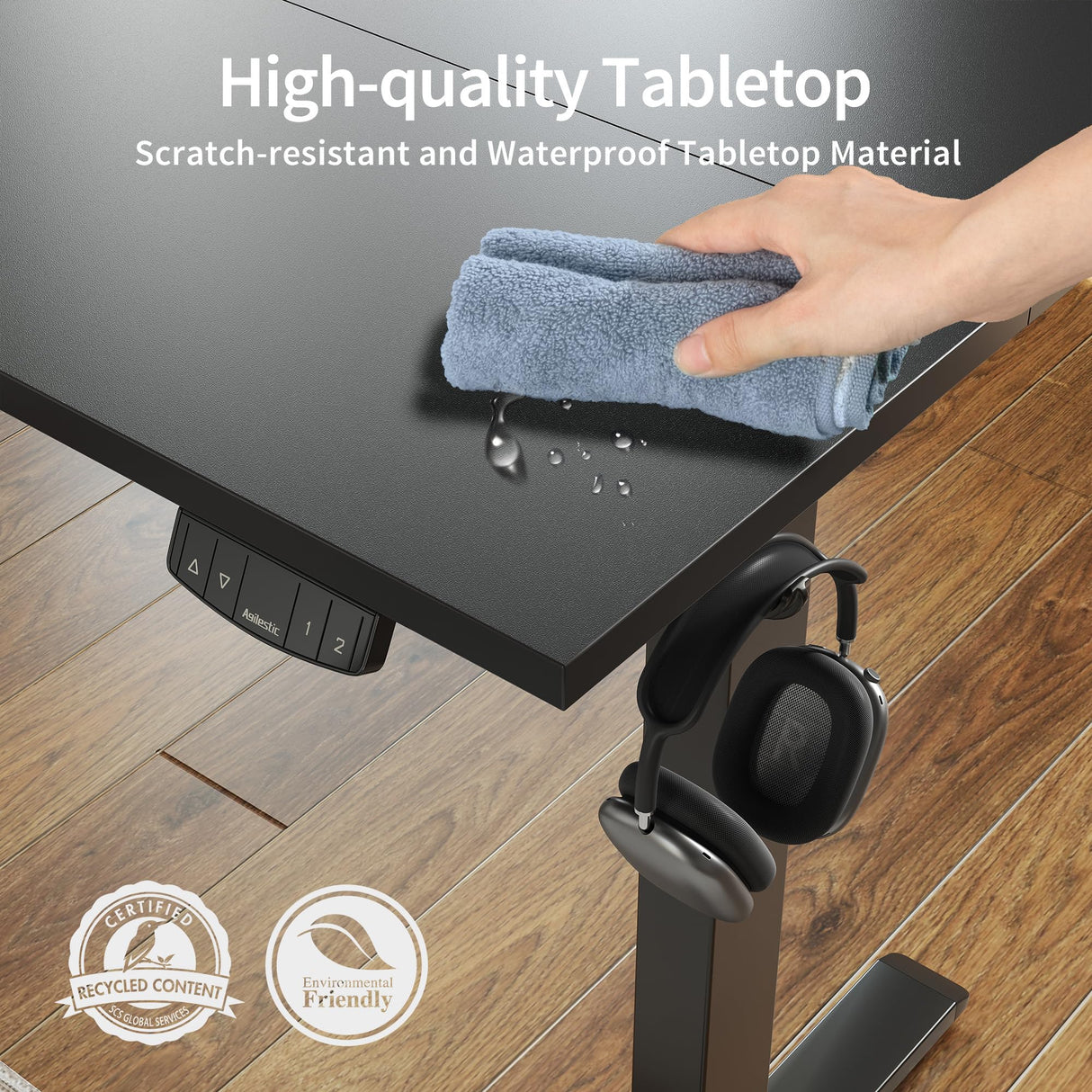 Agilestic Electric Standing Desk, 55 x 24 Inches Height Adjustable Desk, Sit Stand up Desk for Work Office Home, Ergonomic Rising Gaming Computer Table with Memory Preset, Black Agilestic