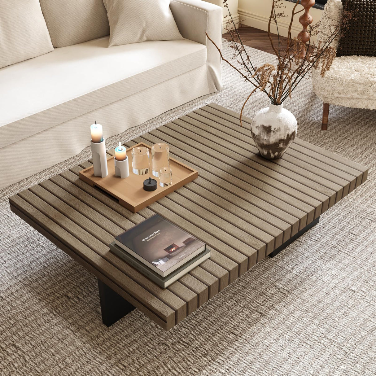 CRE8TIVE 12"x354" Wooded Slats Wood Contact Paper Brown Wood Wallpaper Peel and Stick Countertops Waterproof Wood Stripe Wall Panel Self Adhesive Wood Grain Contact Paper for Bedroom Farmhouse Walls CRE8TIVE