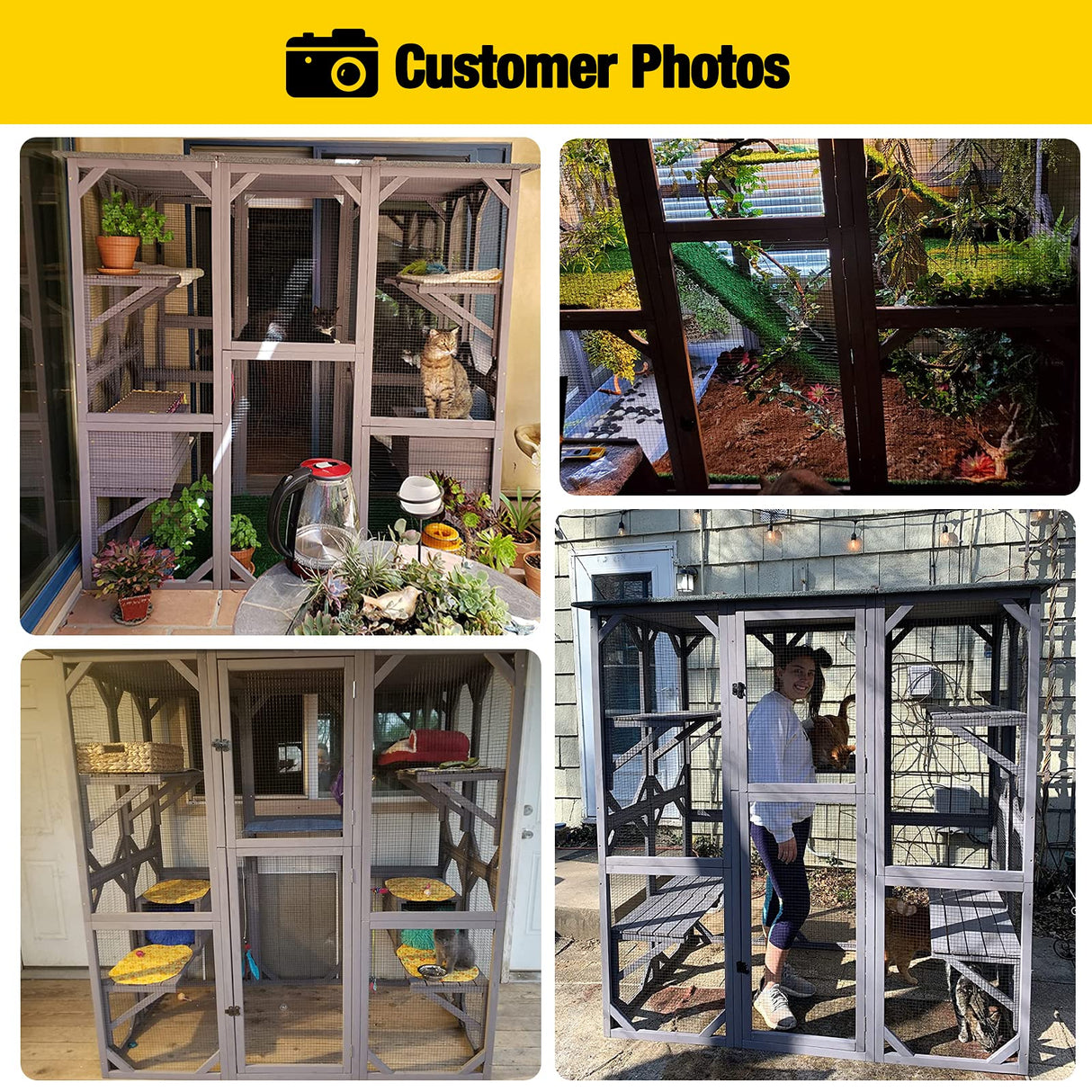Aivituvin Catio Outdoor Cat Enclosure Large Walk in Cat Kennel Kitten Cage with Platforms and Small Houses Aivituvin