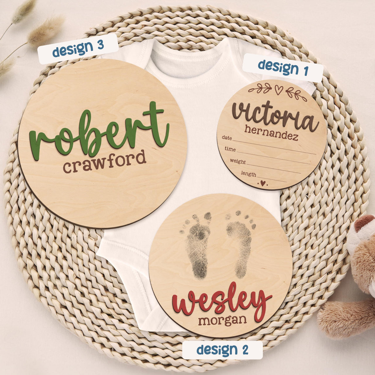 3D Personalized Wooden Baby Name Announcement Sign, 3 Optional Sizes, 39 Font Colors, Birth Announcement Sign, Newborn Name Sign, Baby Shower Nursery Gift Customization Mill