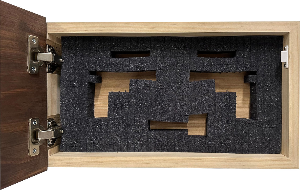 Carved American Flag Hidden Gun Storage Safe - American Flag Concealed Gun Storage Cabinet by Bellewood Designs (Red Mahogany) Bellewood Designs