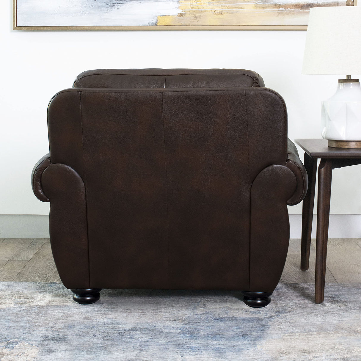 Abbyson Living Austin Leather Armchair - Traditional Design, Nailhead Trim, Brown Abbyson Living