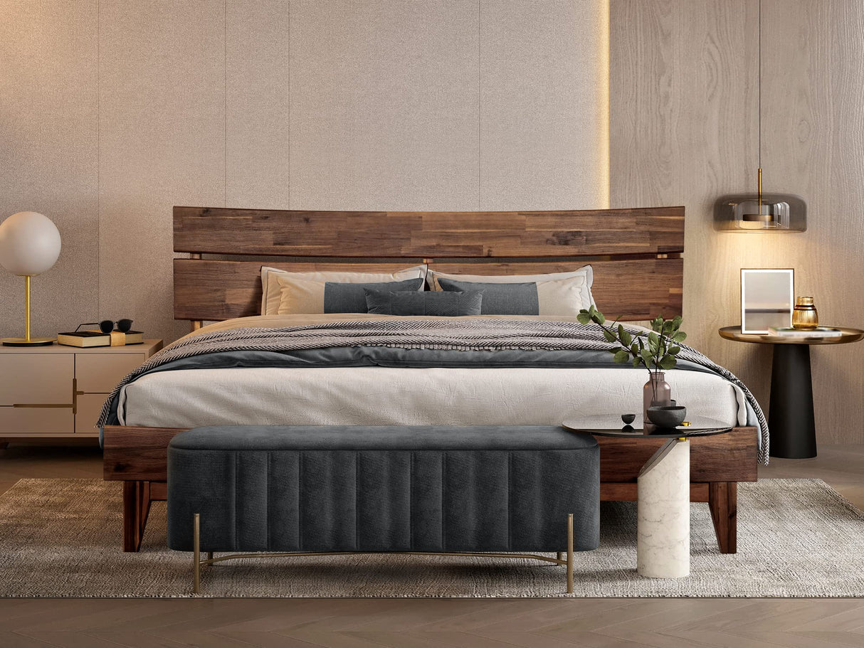 Acacia Aurora King Wooden Bed Frame with Headboard – Durable Solid Wood Platform Bed with Support Slats, 14 Inch Profile, Chocolate Finish A ACACIA FURNITURE
