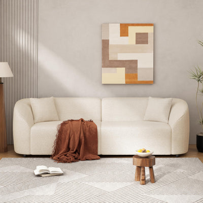 JURMALYN 87" Sectional Sofa Curved Couch, Modern 3 Seat Boucle Sofa Comfy Plush Couch for Living Room, Beige