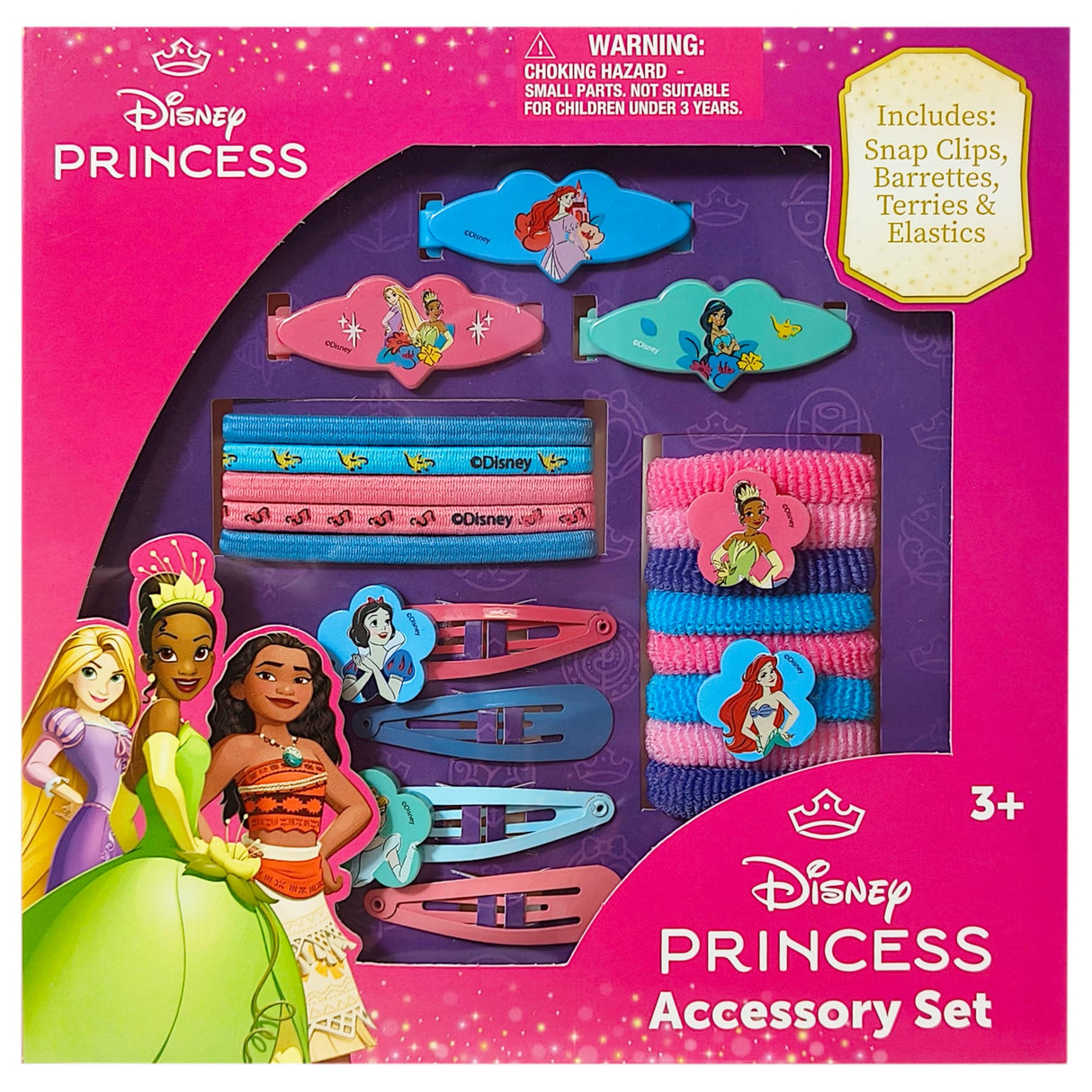 Luv Her Disney Girls' Hair Accessories Set - 20 Pack Featuring Disney Princesses - Includes 3 Barrettes, 4 Snap Clips, 5 Elastics, 8 Terry Ponies - Everyday Wear, Special Occasions, Ages 3+ LUV HER