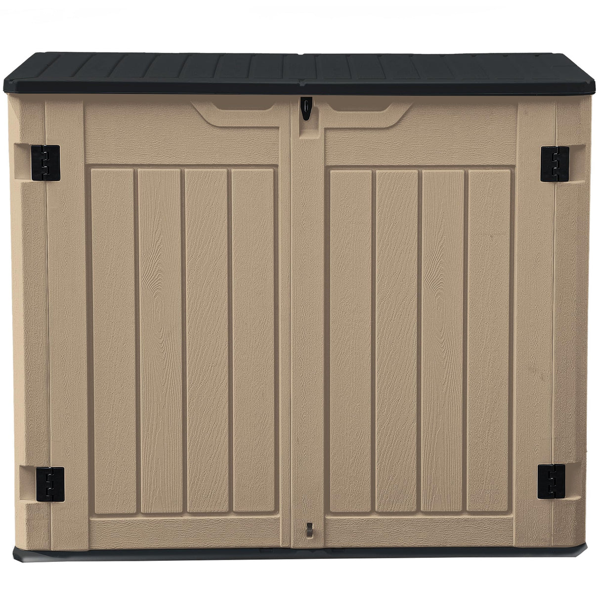 DWVO Outdoor Weather-Resistant Horizontal Storage Shed, 35 Cu Ft Capacity, Lockable and Waterproof, Suitable for Storing Garden Tools, Brown DWVO