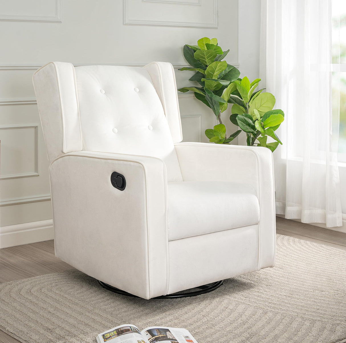 Naomi Home Bond with Your Baby Relax in Style with Odelia 360 Swivel Glider Rocker Recliner Nursery Breastfeeding Maternity Chair Plush Cushioning Soothing Rocking Motion Microfiber - Bright White Naomi Home