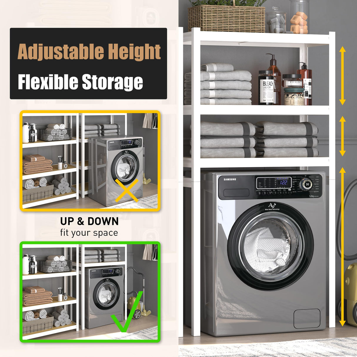 PrimeZone 5-Tier Heavy Duty Metal Storage Shelves - 36" W x 16" D x 72" H, Adjustable Utility Rack in White for Home & Garage Organization PrimeZone