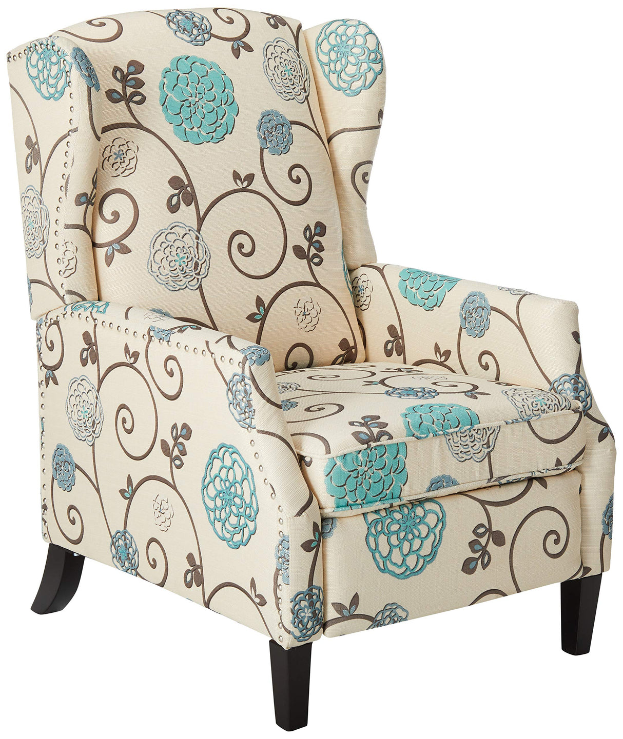 Christopher Knight Home GDFStudio Westeros Traditional Wingback Fabric Recliner Chair (White & Blue Floral) CHRISTOPHER KNIGHT HOME
