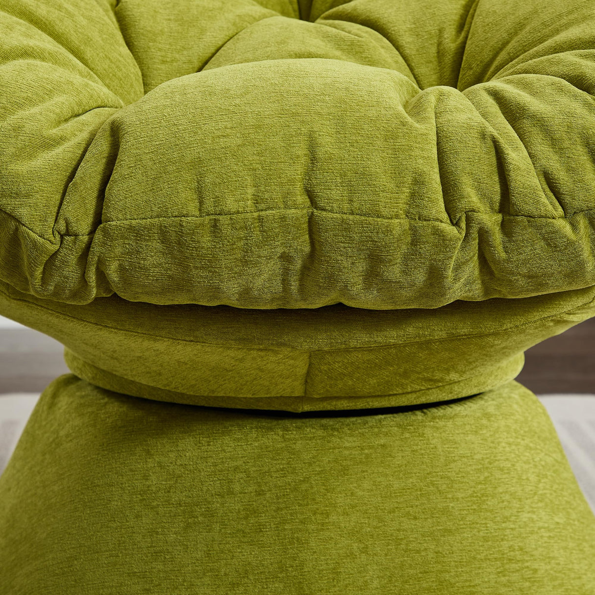 Papasan Chair with Cushion and Frame, 360° Swivel Accent Chair, Comfy Chenille Upholstered Round Modern Oversized Reading Lounger with Metal Base Lazy Chair for Bedroom, Living Room, Olive Green SLEERWAY