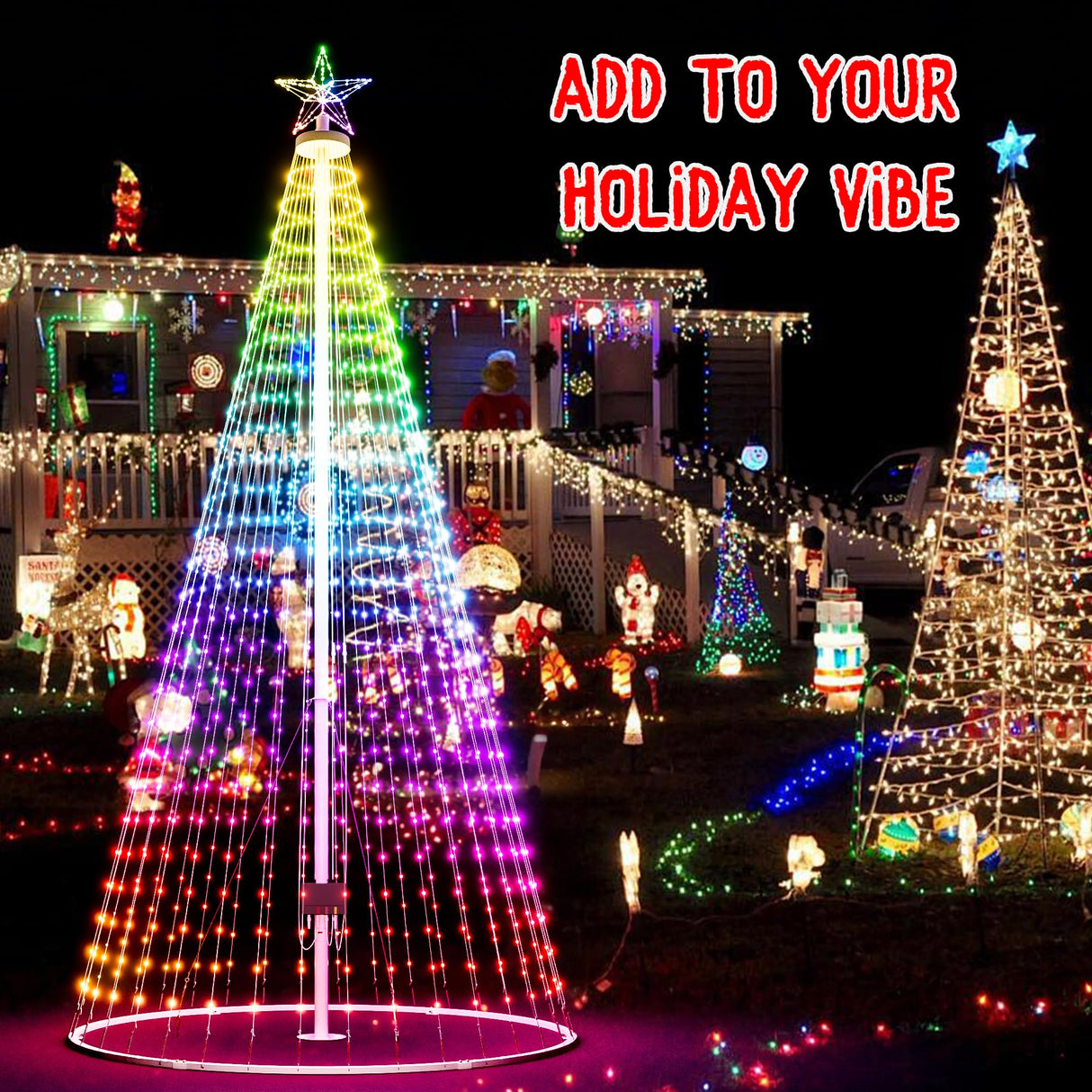 Led Outdoor Christmas Tree, 16ft Prelit Christmas Tree, Smart Outside Christmas Tree Light Show App Control with 1008 LED Lights Color Changing Sync APP & Remote Control Christmas Tree Lighting Miveda