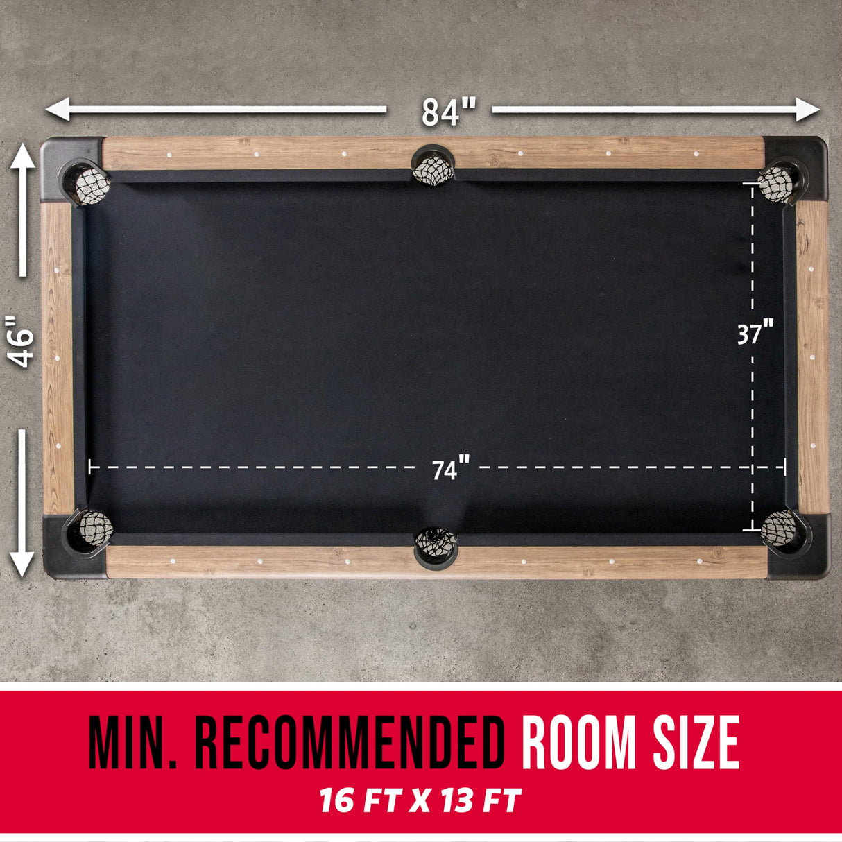 GoSports 7 ft Portable Pool Table - No Assembly Required Folding Billiard Table in Oak GoSports