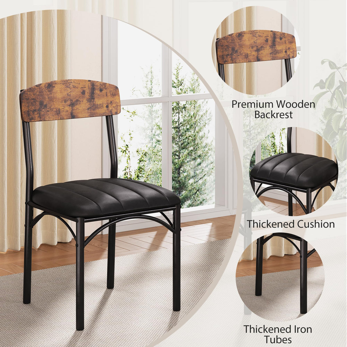 Round Dining Table Set for 4, Kitchen Table and Chairs for 4, Circle Table Round Pedestal Dining Room Dinner Dinette Table Set,5 Piece Space Saving Wood Kitchen & Dining Room Tables (Vintage, 42In) Jocoevol