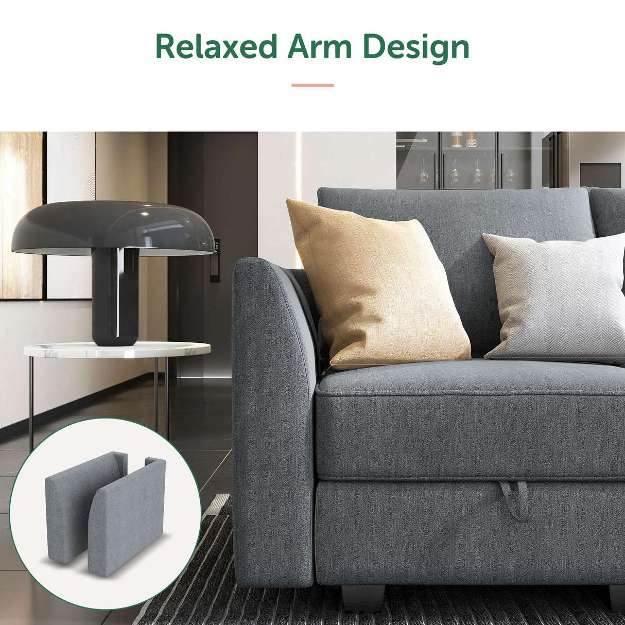 HONBAY Modular Sectional Couch with Reversible Chaise L-Shape Sofa 4-Seat Corner Couch Modular Sofa with Storage Seat, Bluish Grey HONBAY