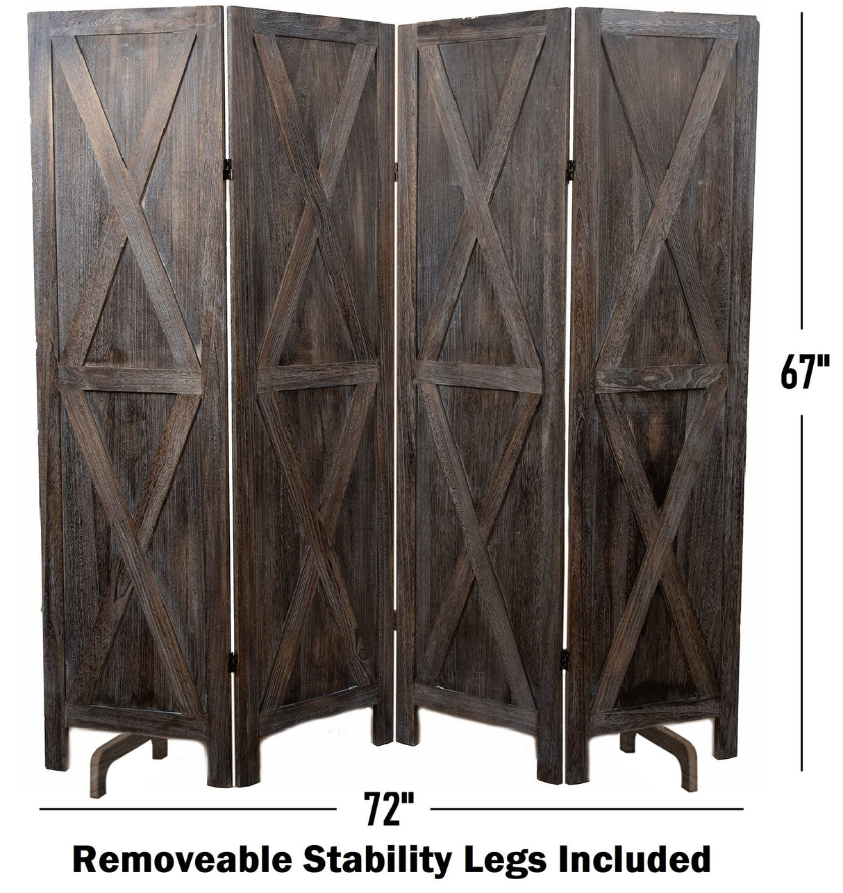 Premium Home Room Divider and Folding Privacy Screens for Partition, Wall dividers, Room Separator, Temporary Wall, Rustic Barnwood (Barnwood X) Premium Home Decor