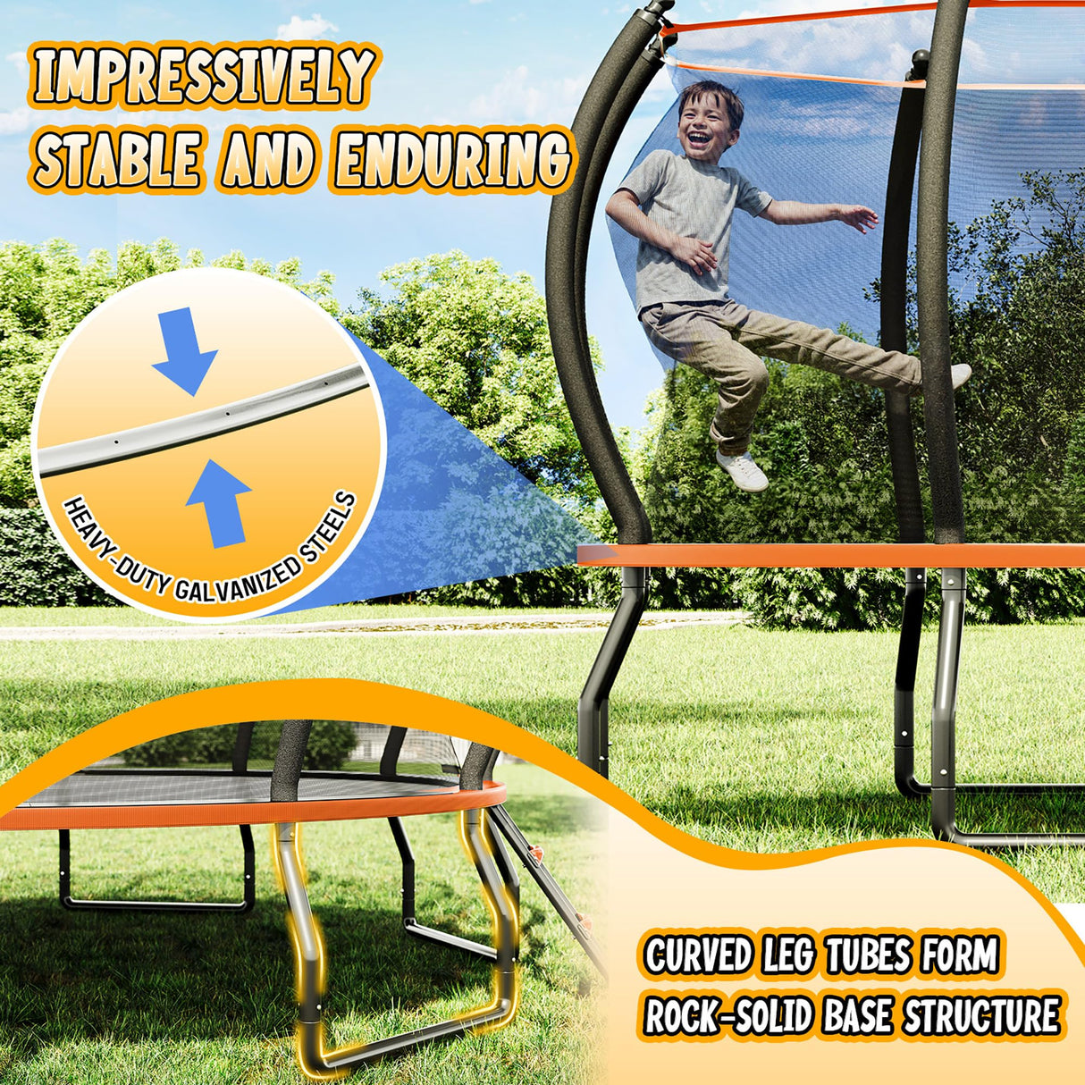 YUMPIE 8FT 10FT 12FT 14FT 16FT Trampoline with Pop-up Quick Connector, Trampoline Outdoor with Enclosure and Ladder, ASTM Approval for Kids and Adults YUMPIE