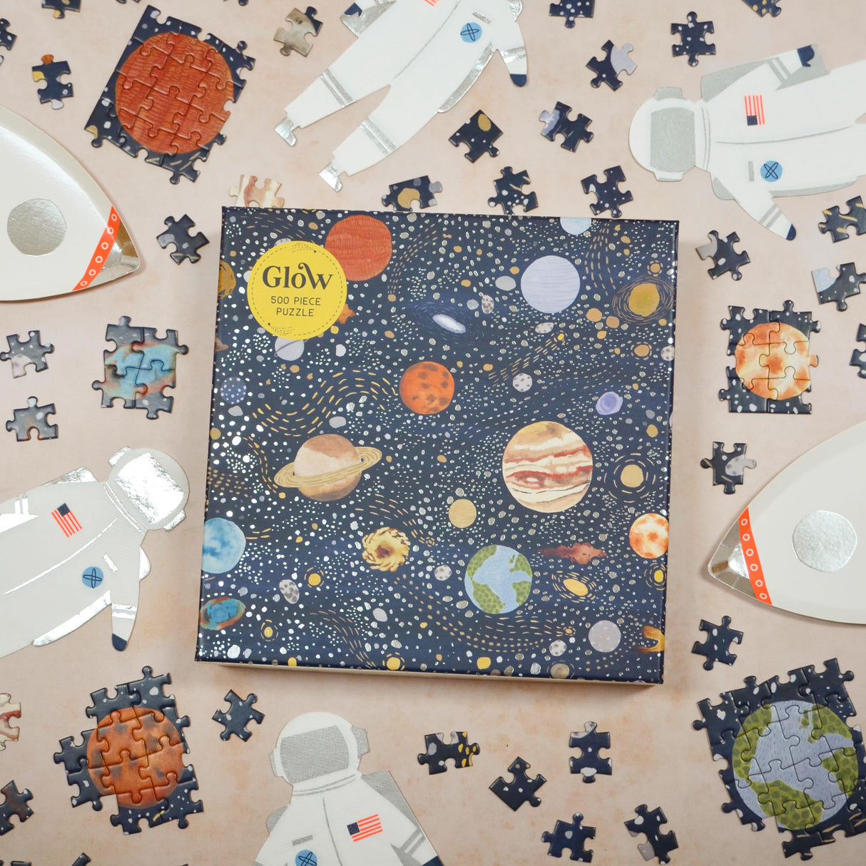 Glow Puzzle: 500 Piece Space-Themed Jigsaw Puzzle Magic Cat