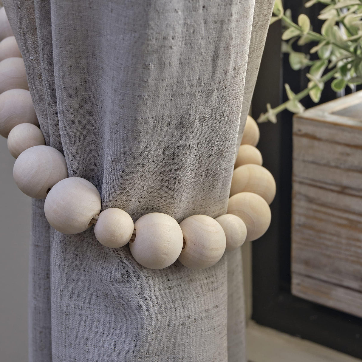 Wood Bead Curtain Tiebacks Set of 4, Boho Curtain Tiebacks, Farmhouse Curtain Tiebacks, Curtain Holder Tiebacks, Rustic Curtain Tiebacks, Curtains Ties, Curtains Tiebacks, Beaded Curtain Ties Backs MAINEVENT