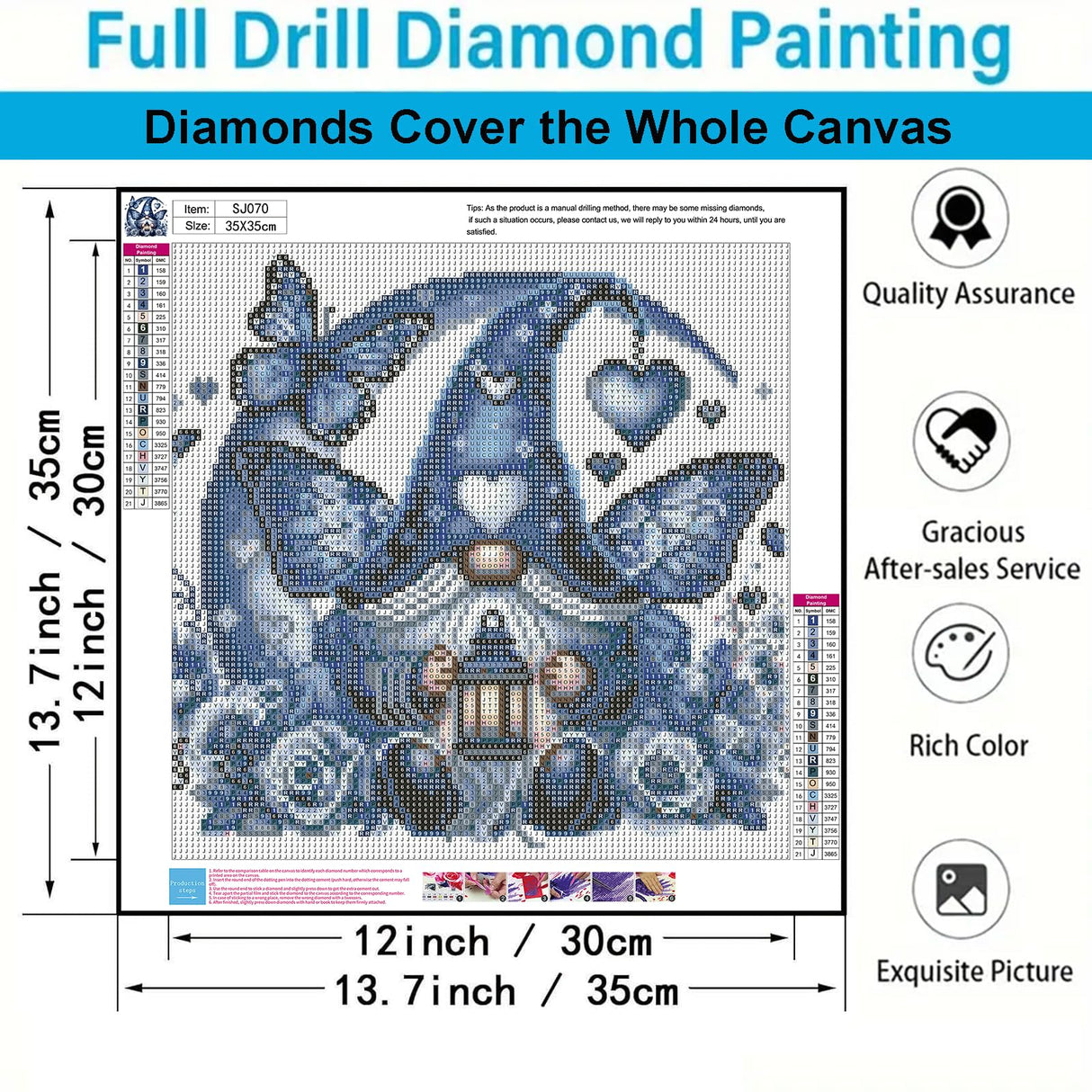 5D Gnome Diamond Art Kits for Adults, Full Round Drill Dot Flowers Diamond Painting Kits for Beginners Butterfly,DIY Gem Art and Crafts Paint by Diamonds Love Heart,Home Wall Decor 13.7X13.7Inch SJDIYSTORE