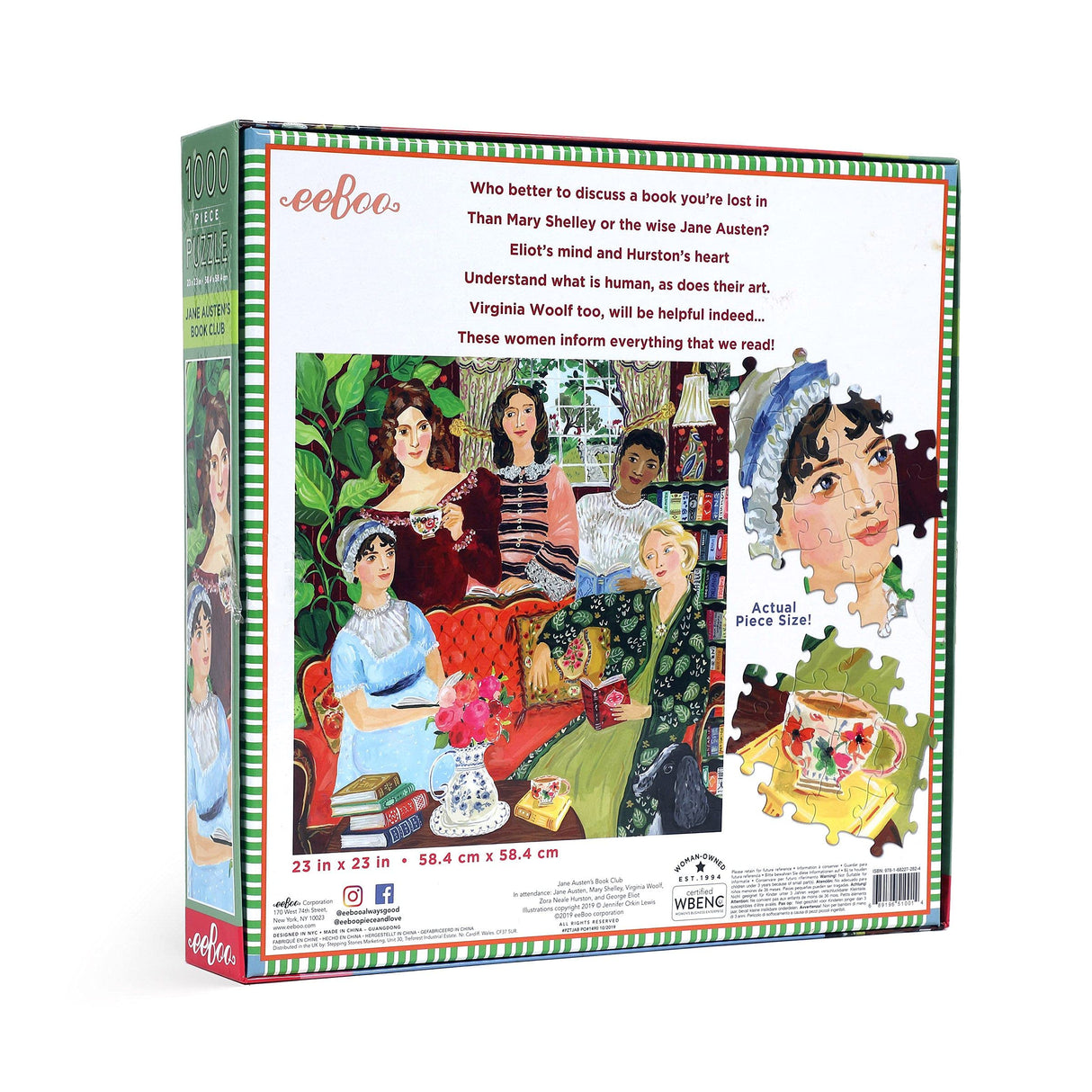 eeBoo: Piece and Love Jane Austen's Book Club 1000-piece Square Adult Jigsaw Puzzle, Jigsaw Puzzle for Adults and Families, Includes Glossy, Sturdy Pieces and Minimal Puzzle Dust eeBoo