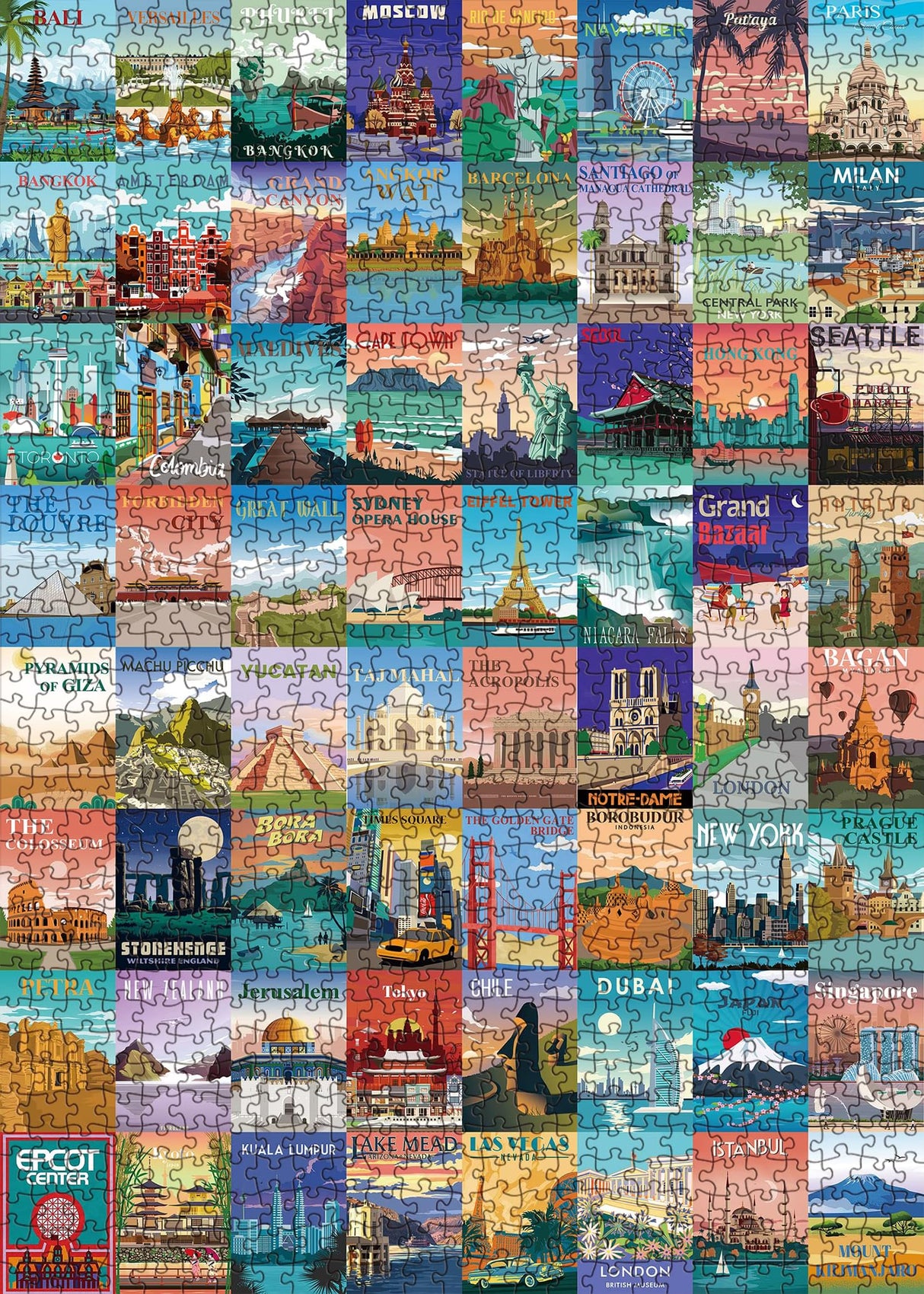 World Landmarks Travel Puzzle 1000 Pieces for Adult, Landscape Scene Jigsaw Puzzle of World Most Visited Tourist Attractions, Travel City Scenic Scenery Poster Jigsaw Puzzles BBOLDIN