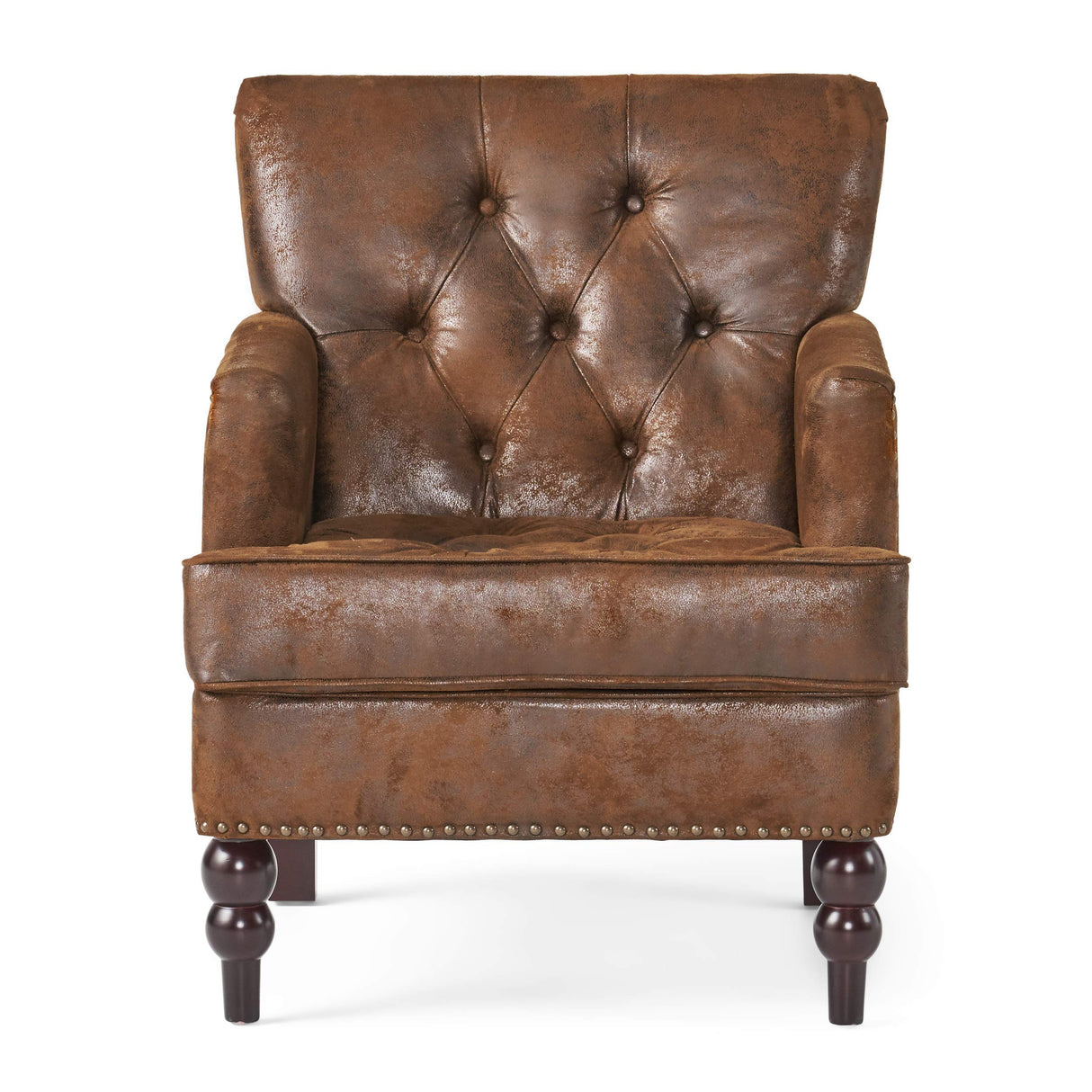 Christopher Knight Home Malone Tufted Club Chair, Brown 28D x 29.5W x 33.5H Inch Christopher Knight Home