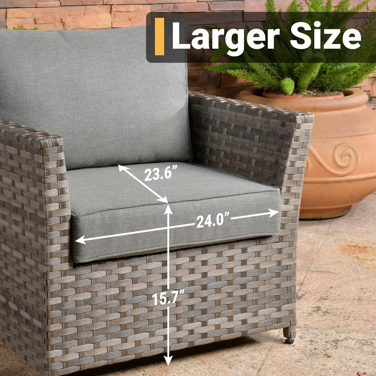 CAODOC 12 Pieces Outdoor Furniture Patio Sectional Sofa Couch Gray PE Wicker Conversation Sets with Ottomans Glass Coffee Table for Garden Poolside Backyard CAODOC