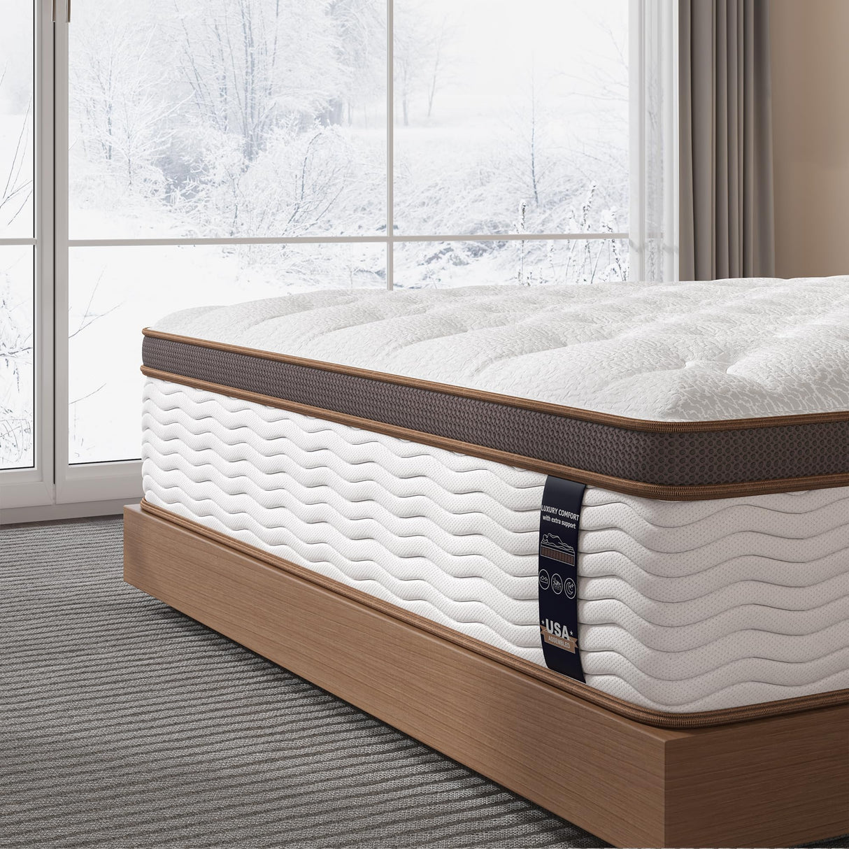 Sleepmax Plush King Mattress 14 Inch - Luxury Hybrid Mattress Posture Support - 6-Layer Design for Back Pain Relief - Soft Bed in a Box - Fiberglass Free, CertiPUR-US Certified, 365-Night Trial Sleepmax