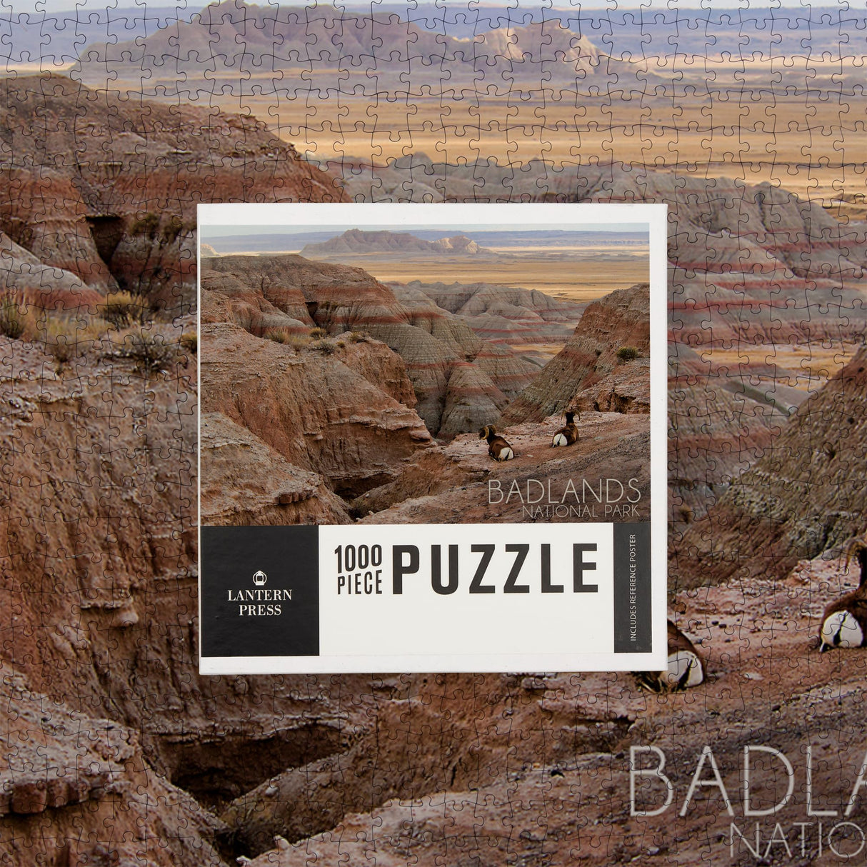 Badlands National Park, South Dakota, Rams Resting (1000 Piece Puzzle, Challenging Jigsaw Puzzle for Adults, Made in USA) Lantern Press
