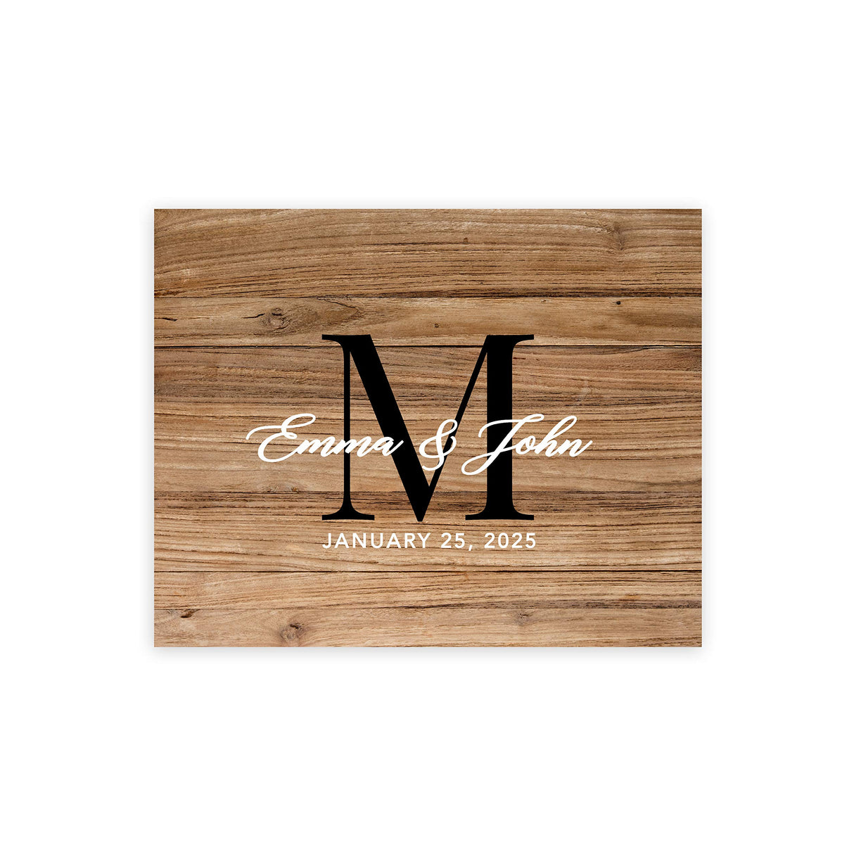 Andaz Press Custom Large Canvas Wedding Guest Book Alternative, 16 x 20 Inches, Rustic Wood Monogram Horizontal Personalized Sign Our Canvas Guest Andaz Press