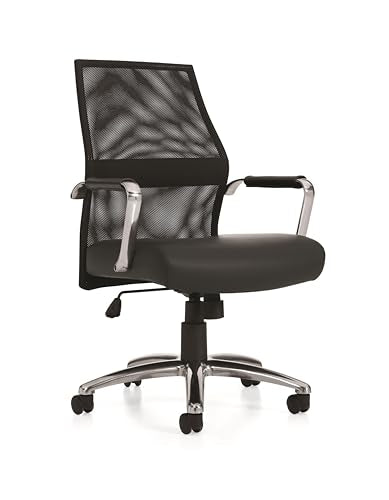 8ft Racetrack Shaped Artisan Gray Conference Table with 6 Mesh Back Black Chairs Generic