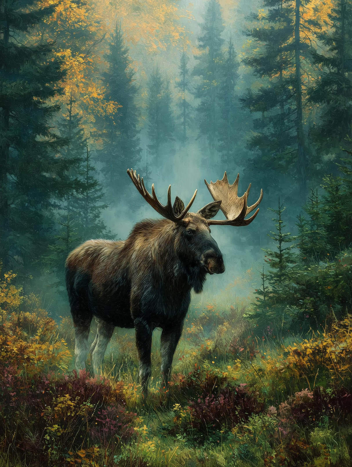 CDYCNXZ Moose Diamond Painting Kits for Adults, Animal Deer Round 5D Paint with Diamonds Pictures Gem Art Painting Kits DIY Crafts Kits for Home Wall Decor 12x16 Inch CDYCNXZ