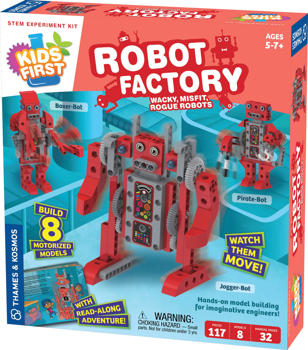 Thames & Kosmos Kids First Robot Factory: Wacky, Misfit, Rogue Robots STEM Experiment Kit | Hands-on Model Building for Young Engineers | Build 8 Motorized Robots | Play & Learn with Storybook Manual Thames & Kosmos