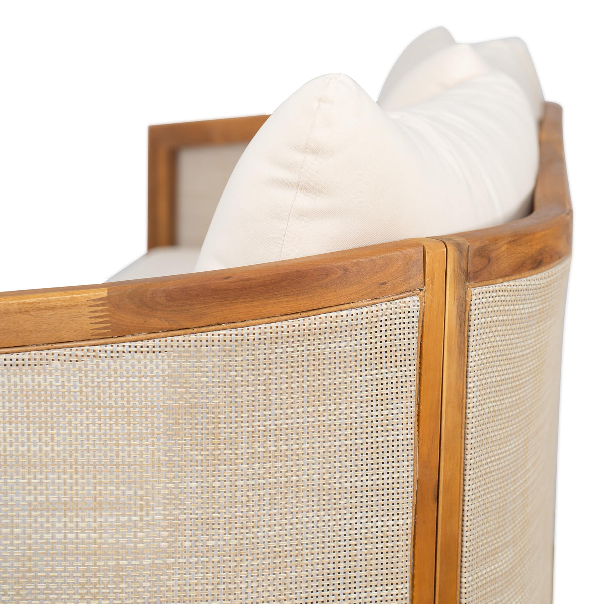 Christopher Knight Home Catania Acacia Wood Outdoor 3 Seater Sofa with Cushions, Wooden Patio Sofa Couch with Cushion, Comfy Garden Cloud Sofa Couch with Textilene Armrest, Teak+ Beige Christopher Knight Home