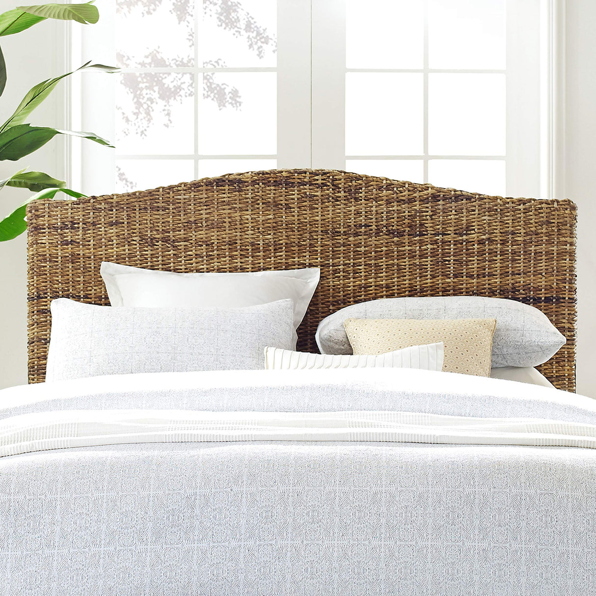 Crosley Furniture Serena Handwoven Natural Fiber Rattan Bed Headboard, Banana Leaf, King Crosley Furniture
