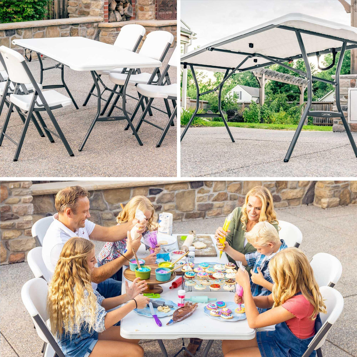 Lifetime 6-Foot Fold in Half Table, Light Commercial, White Granite Lifetime